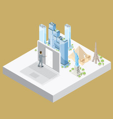 Vector 3d Flat Isometric With Internet Concept