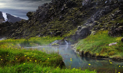 Landmannalaugar. A hot spring in the mountains of Iceland.