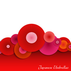 Abstract Background with Red and Pink Japanese Umbrellas. Bright - 88167472
