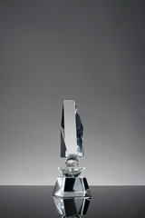 glass trophy in gray background