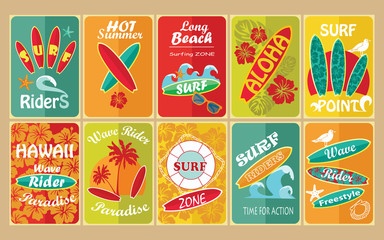 Set of retro surfing typographical posters for your design. 