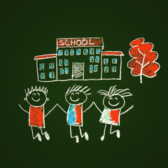 Colorful picture with happy kids