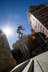Naklejka premium Extreme athlete jumping in the air