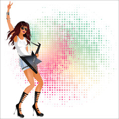 Beautiful girl with a guitar