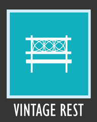 Vector simple icon for rest. Bench in park
