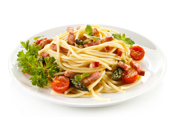 Pasta with meat and vegetables
