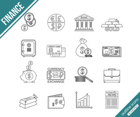 Finance and investing outline icons set. 