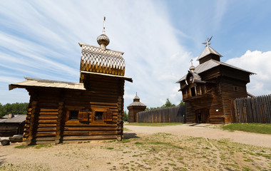 Old fort in Irkutsk architectural and ethnographic museum "Talts