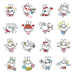 Bella Bunny cartoon character vector icons