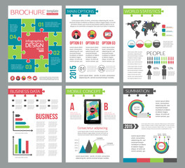 Set of corporate business stationery brochure templates. Puzzle