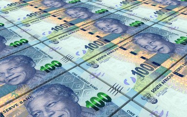 South african rands bills stacks background.