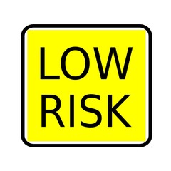 Low risk black stamp text on yellow background