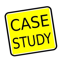 Case study black stamp text on yellow background