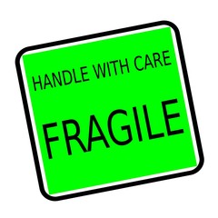 fragile black stamp text on green background