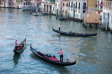 VENICE, ITALY - SEPTEMBER 4, 2013 - venice sunset view from rialto