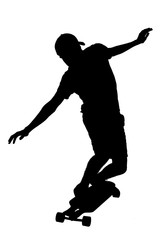 Silhouettes of skater boy.