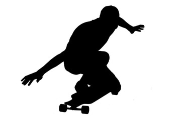 Fototapeta na wymiar Silhouettes of skater boy.