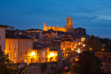 View of the Albi, France at night