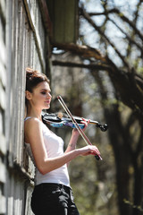 beautiful girl with a violin in his hands
