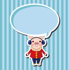 animal pig winter cartoon theme elements