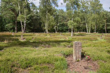 Mass graves at the Soviet War Cemetery Bergen-Lohheide close to the concentration camp...