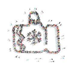 people in the shape of gloves