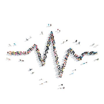 people in the shape of a cardiogram
