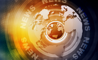 words News on digital yellow background