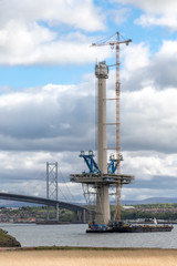 Fototapeta na wymiar Forth Bridge Queensferry Crossing under construction. Edinburgh, Scotland. 