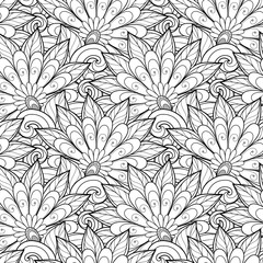 Vector Seamless Monochrome Floral Pattern
