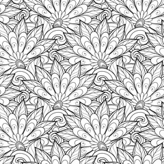 Vector Seamless Monochrome Floral Pattern