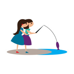 Flat with shadow icon and mobile application sisters