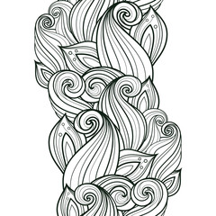 Vector Seamless Contour Floral Pattern