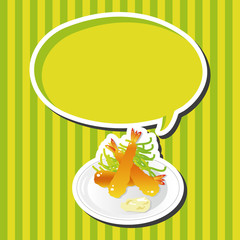 japanese food theme Fried shrimp elements vector,eps