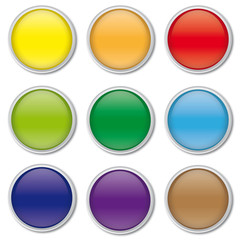runde Web Buttons mit Glas Effekt und Chrom Rand