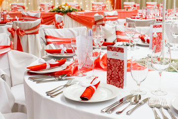 luxury wedding decoration, red and white
