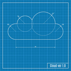 Blueprint of cloud. Vector illustration.