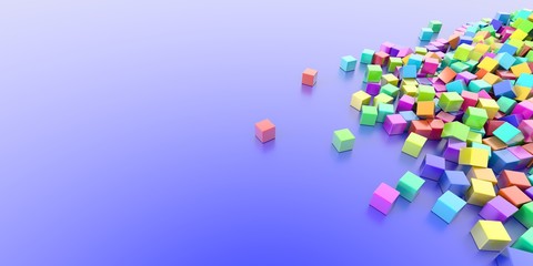 Random cubes background, 3d illustration.