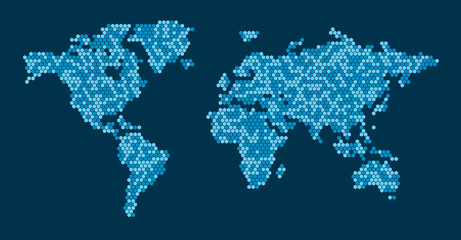 Naklejka premium Hexagonal Dots World Map