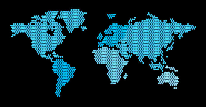 Hexagonal Dots World Map