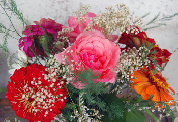 beautiful bouquet of colorful summer flowers