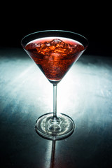 Martini glass with ice