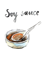 Watercolor soy sauce