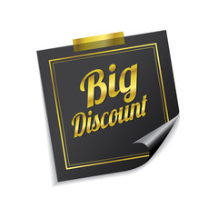 Big Discount Golden Sticky Notes Vector Icon Design