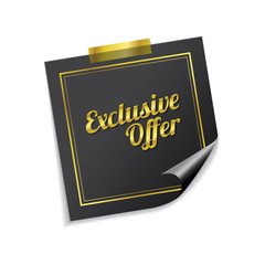 Exclusive Offer Golden Sticky Notes Vector Icon Design