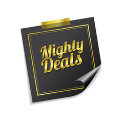 Mighty Deals Golden Sticky Notes Vector Icon Design
