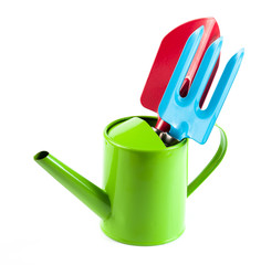 Obraz premium Gardening tools on wooden background