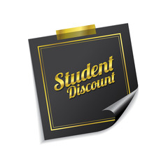 Student Discount Golden Sticky Notes Vector Icon Design