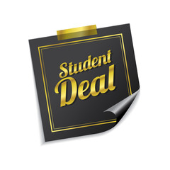 Student Deal Golden Sticky Notes Vector Icon Design