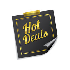 Hot Deals Golden Sticky Notes Vector Icon Design